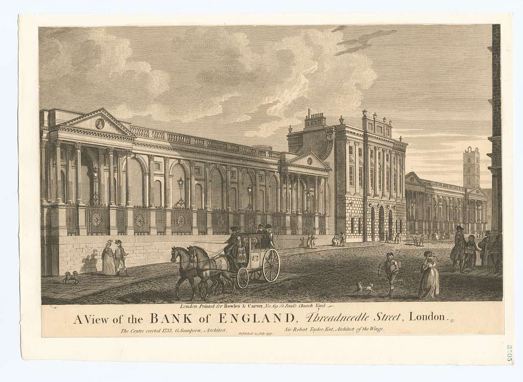 A view of the Bank of England, Threadneedle Street, London A view of the Bank of England, Threadneedle Street, London