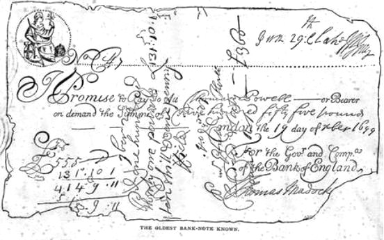 Bank of England note 1699 - PICRYL
https://picryl.com/media/bank-of-england-note-1699-b8fba0