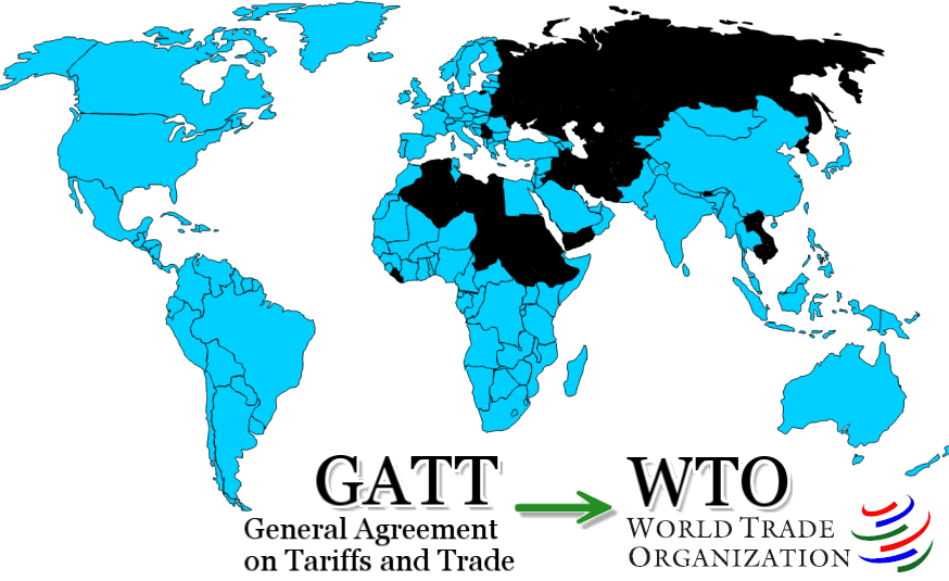 In 1995, the GATT transformed into the World Trade Organization. Source Wikimedia Commons
