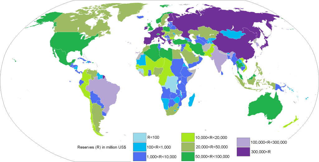 World international reserves as of June 2007. Source: Wikimedia Commons